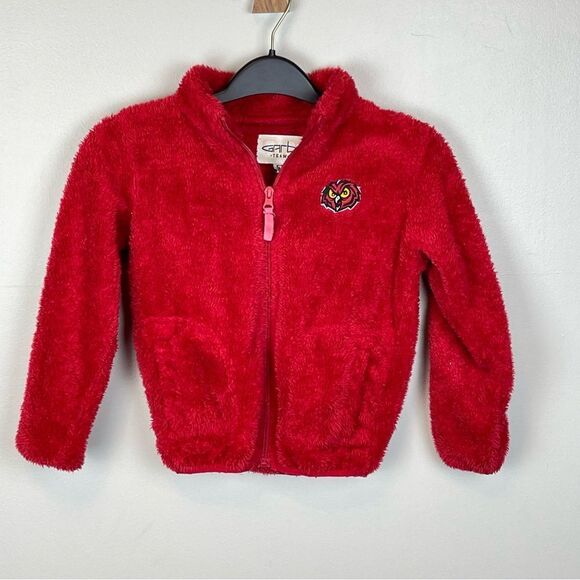 Temple University Other - Temple University Fluffy Zip Up Sweater Size 5T Red